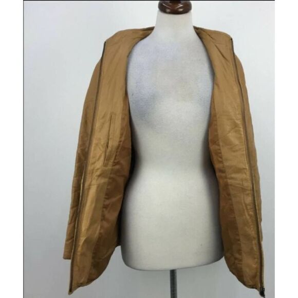 Marcia Tan Leather Moto Jacket - Picture 3 of 8